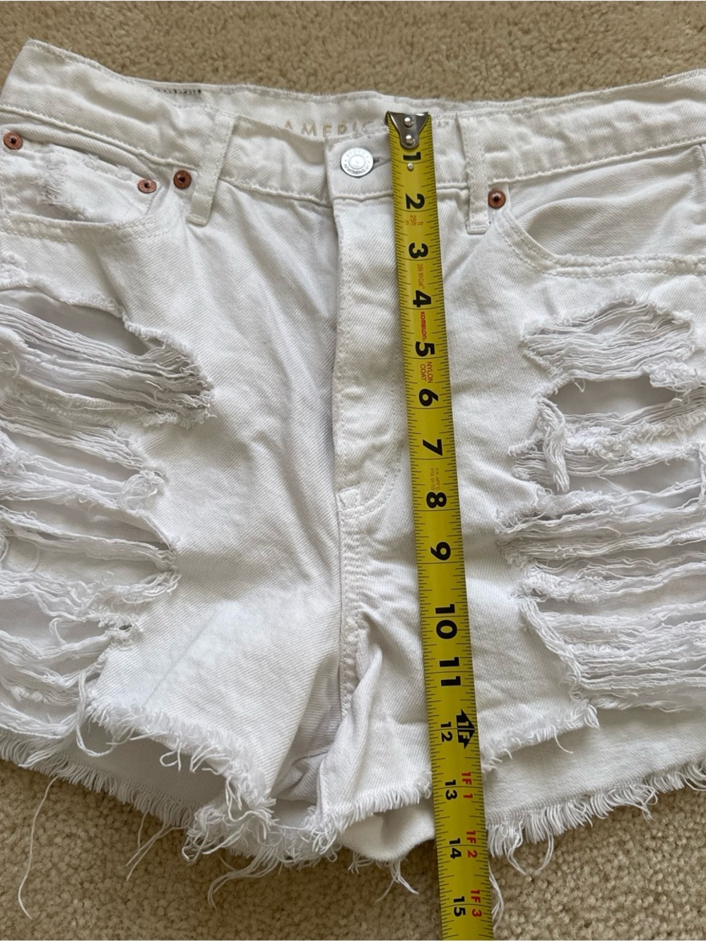 American Eagle Outfitters White Distressed Jean Shorts 8